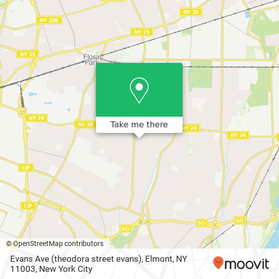 Mapa de Evans Ave (theodora street evans), Elmont, NY 11003