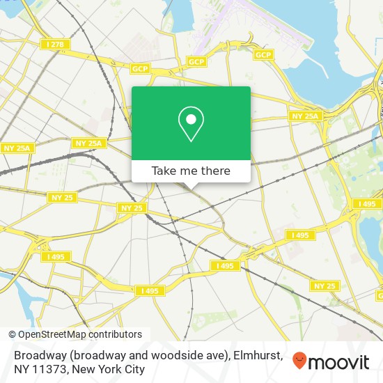 Mapa de Broadway (broadway and woodside ave), Elmhurst, NY 11373