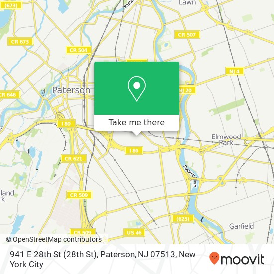 Mapa de 941 E 28th St (28th St), Paterson, NJ 07513