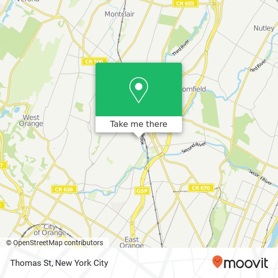 Mapa de Thomas St, Bloomfield, NJ 07003