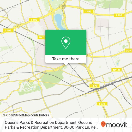 Mapa de Queens Parks & Recreation Department, Queens Parks & Recreation Department, 80-30 Park Ln, Kew Gardens, NY 11415, USA