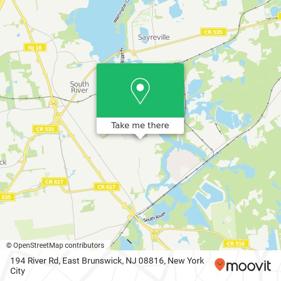 Mapa de 194 River Rd, East Brunswick, NJ 08816