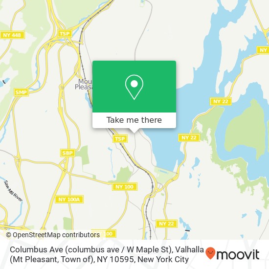 Mapa de Columbus Ave (columbus ave / W Maple St), Valhalla (Mt Pleasant, Town of), NY 10595