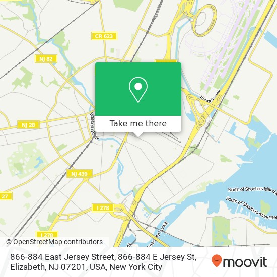 Mapa de 866-884 East Jersey Street, 866-884 E Jersey St, Elizabeth, NJ 07201, USA