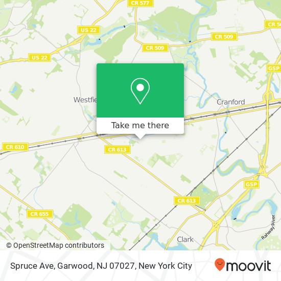 Mapa de Spruce Ave, Garwood, NJ 07027