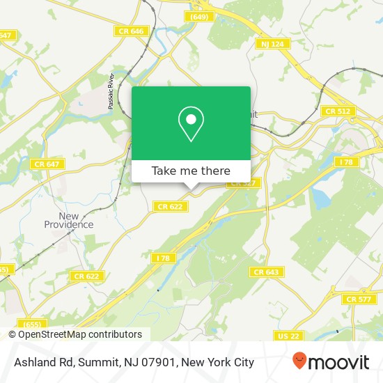 Mapa de Ashland Rd, Summit, NJ 07901