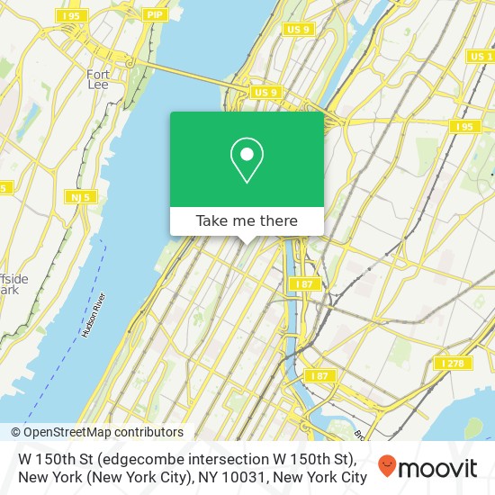 W 150th St (edgecombe intersection W 150th St), New York (New York City), NY 10031 map