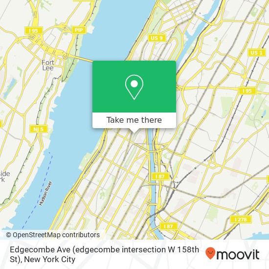 Mapa de Edgecombe Ave (edgecombe intersection W 158th St), New York, NY 10032