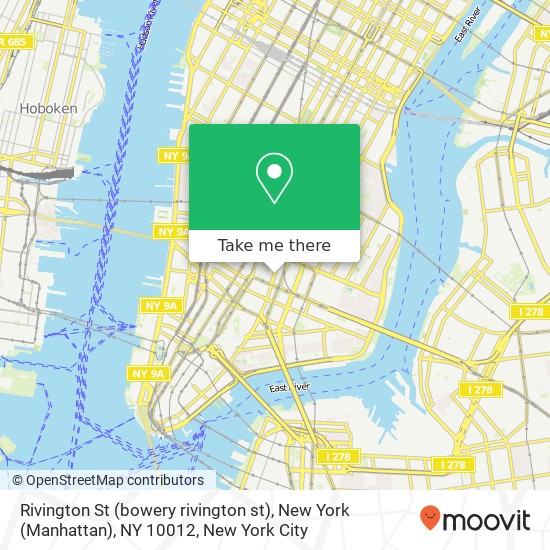 Mapa de Rivington St (bowery rivington st), New York (Manhattan), NY 10012