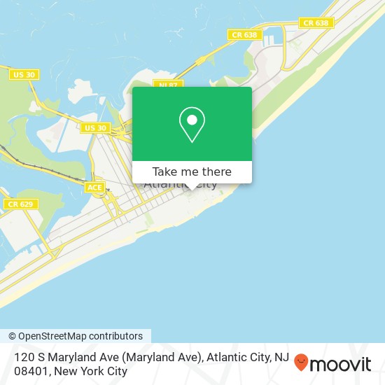 Mapa de 120 S Maryland Ave (Maryland Ave), Atlantic City, NJ 08401