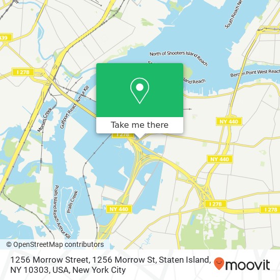 1256 Morrow Street, 1256 Morrow St, Staten Island, NY 10303, USA map