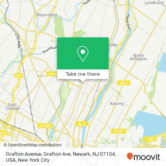 Mapa de Grafton Avenue, Grafton Ave, Newark, NJ 07104, USA
