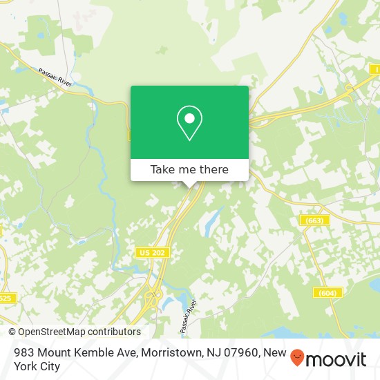 Mapa de 983 Mount Kemble Ave, Morristown, NJ 07960