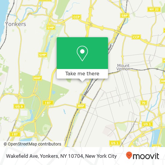 Mapa de Wakefield Ave, Yonkers, NY 10704
