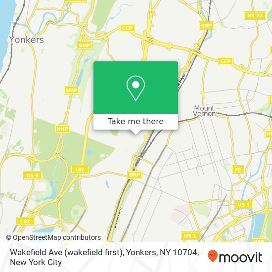 Mapa de Wakefield Ave (wakefield first), Yonkers, NY 10704