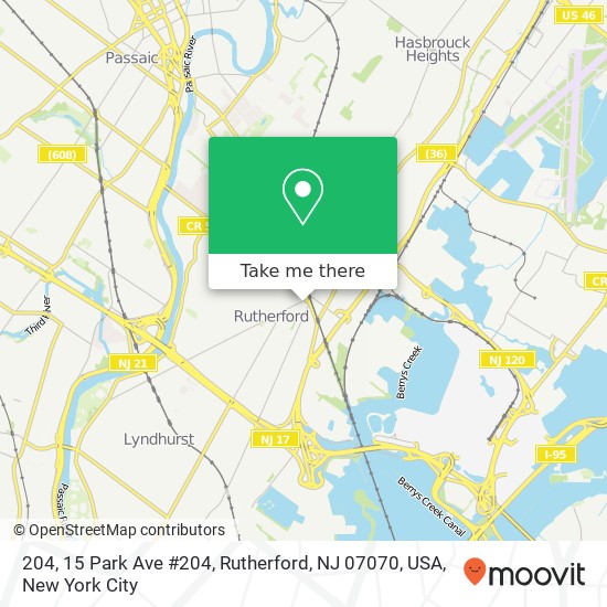 Mapa de 204, 15 Park Ave #204, Rutherford, NJ 07070, USA