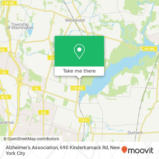 Mapa de Alzheimer's Association, 690 Kinderkamack Rd