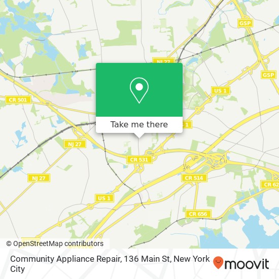 Mapa de Community Appliance Repair, 136 Main St