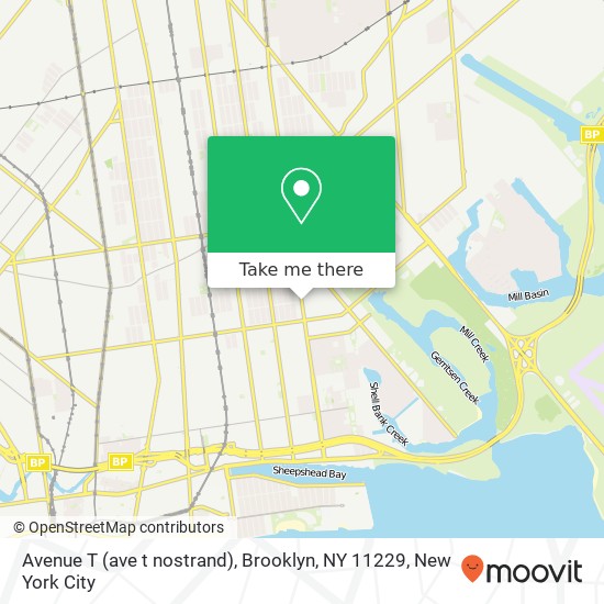 Mapa de Avenue T (ave t nostrand), Brooklyn, NY 11229