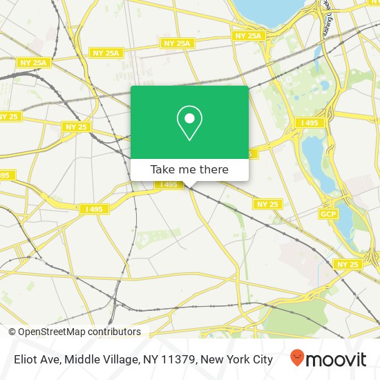 Mapa de Eliot Ave, Middle Village, NY 11379
