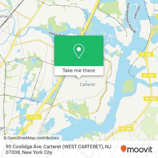 Mapa de 90 Coolidge Ave, Carteret (WEST CARTERET), NJ 07008