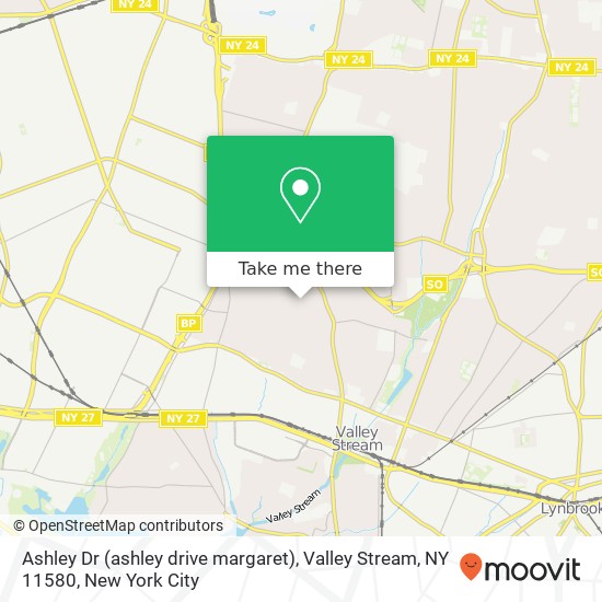 Mapa de Ashley Dr (ashley drive margaret), Valley Stream, NY 11580
