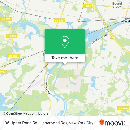 Mapa de 36 Upper Pond Rd (Upperpond Rd), Somerset, NJ 08873