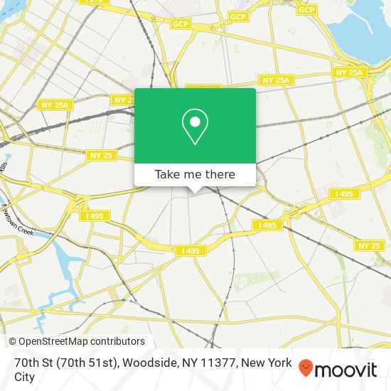 Mapa de 70th St (70th 51st), Woodside, NY 11377