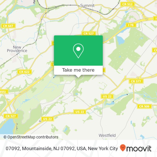 Mapa de 07092, Mountainside, NJ 07092, USA