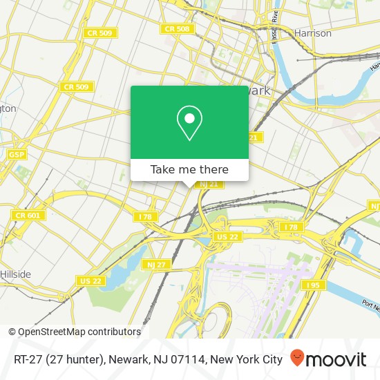 Mapa de RT-27 (27 hunter), Newark, NJ 07114