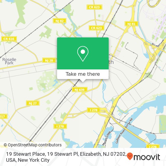 Mapa de 19 Stewart Place, 19 Stewart Pl, Elizabeth, NJ 07202, USA