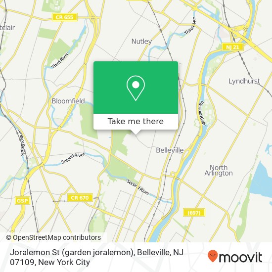 Mapa de Joralemon St (garden joralemon), Belleville, NJ 07109