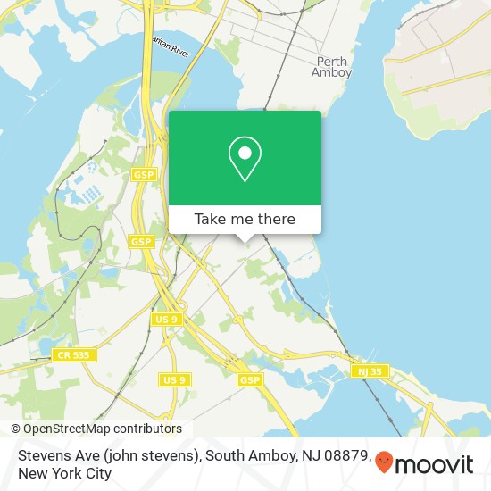 Mapa de Stevens Ave (john stevens), South Amboy, NJ 08879