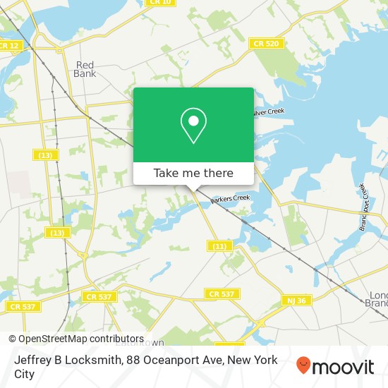 Mapa de Jeffrey B Locksmith, 88 Oceanport Ave