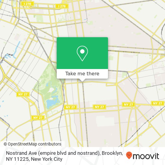 Mapa de Nostrand Ave (empire blvd and nostrand), Brooklyn, NY 11225