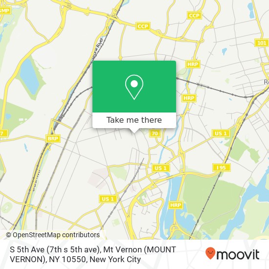 Mapa de S 5th Ave (7th s 5th ave), Mt Vernon (MOUNT VERNON), NY 10550