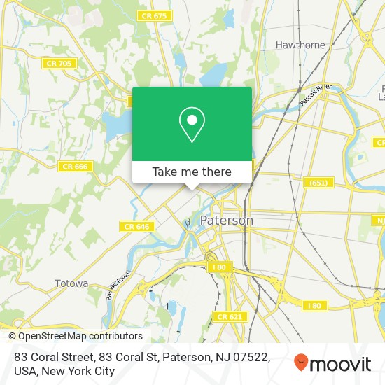 Mapa de 83 Coral Street, 83 Coral St, Paterson, NJ 07522, USA