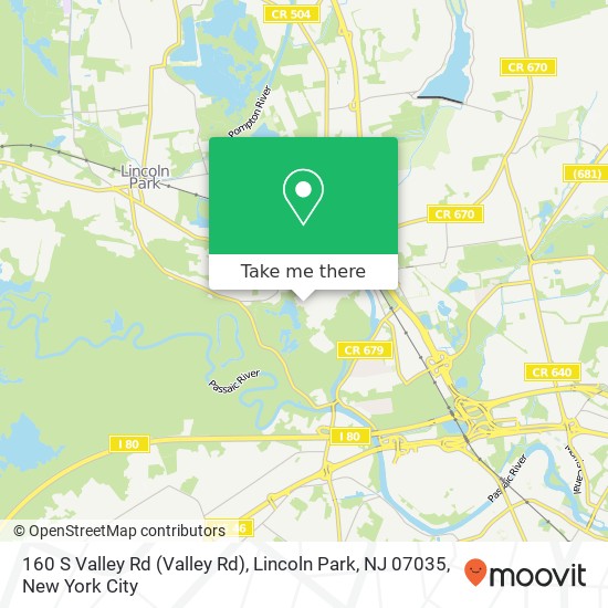 Mapa de 160 S Valley Rd (Valley Rd), Lincoln Park, NJ 07035