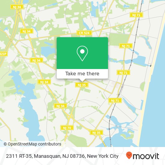 Mapa de 2311 RT-35, Manasquan, NJ 08736