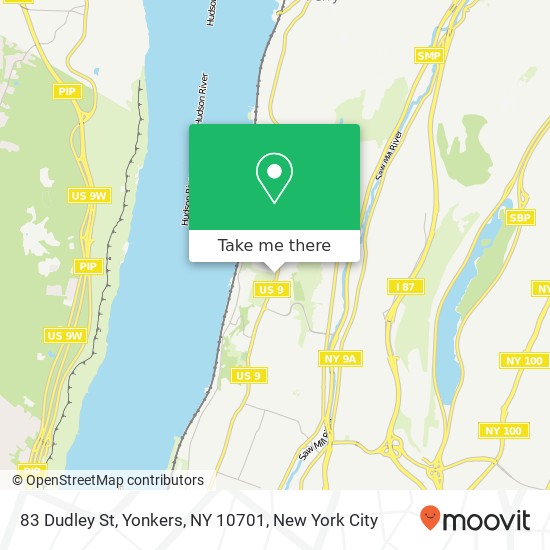 Mapa de 83 Dudley St, Yonkers, NY 10701