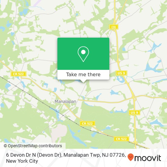 Mapa de 6 Devon Dr N (Devon Dr), Manalapan Twp, NJ 07726