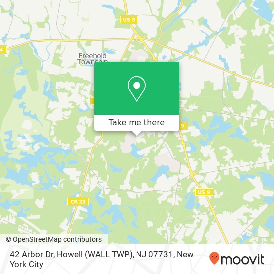 Mapa de 42 Arbor Dr, Howell (WALL TWP), NJ 07731