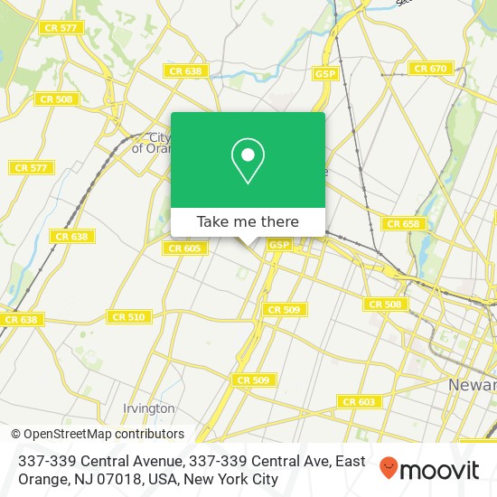 337-339 Central Avenue, 337-339 Central Ave, East Orange, NJ 07018, USA map