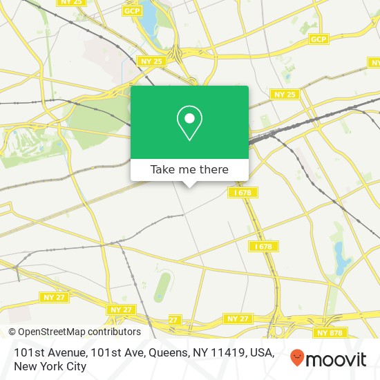 Mapa de 101st Avenue, 101st Ave, Queens, NY 11419, USA