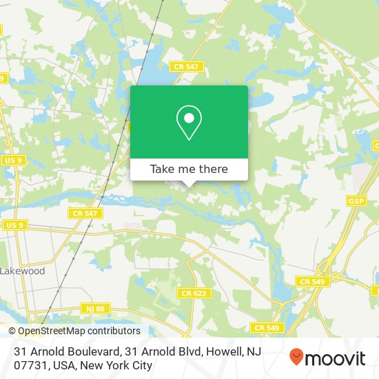 Mapa de 31 Arnold Boulevard, 31 Arnold Blvd, Howell, NJ 07731, USA