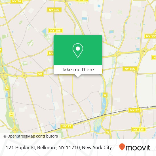 Mapa de 121 Poplar St, Bellmore, NY 11710