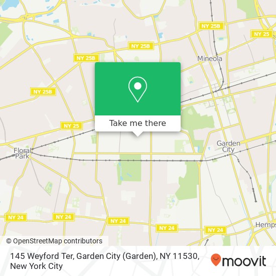 Mapa de 145 Weyford Ter, Garden City (Garden), NY 11530