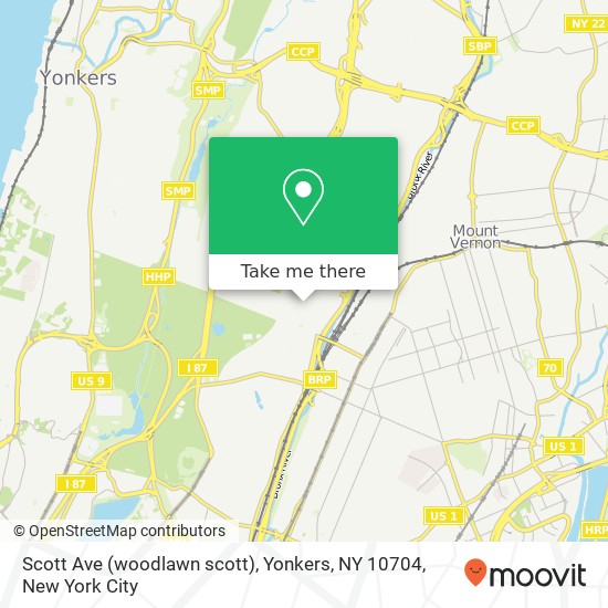 Mapa de Scott Ave (woodlawn scott), Yonkers, NY 10704