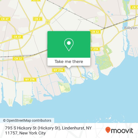 Mapa de 795 S Hickory St (Hickory St), Lindenhurst, NY 11757