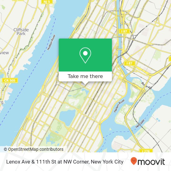 Lenox Ave & 111th St at NW Corner map